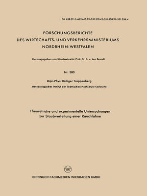 cover image of Theoretische und experimentelle Untersuchungen zur Staubverteilung einer Rauchfahne